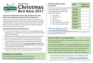 Christmas Bird Race recording sheet 2017