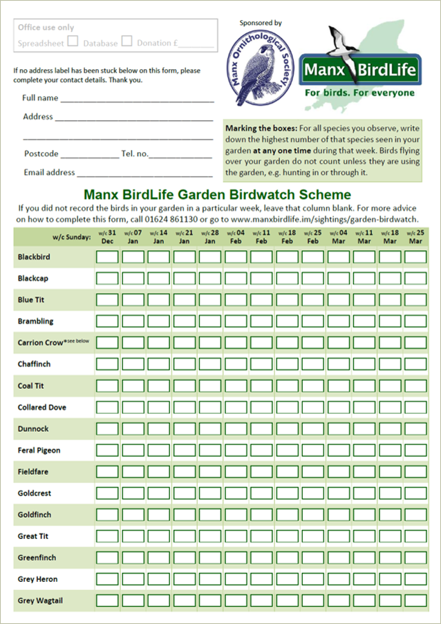 Garden Birdwatch Form image