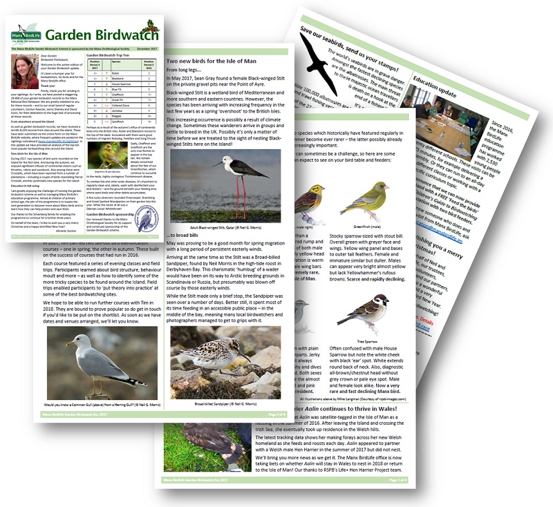 Manx BirdLife Garden Birdwatch update Dec 2017